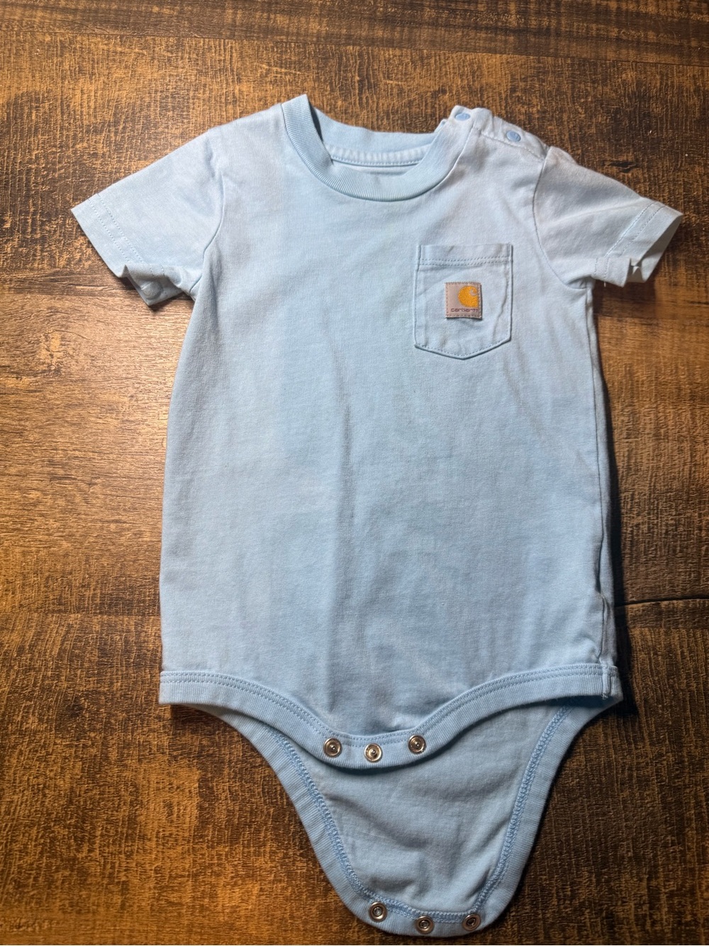Carhartt Light Blue Short-Sleeve Baby Bodysuit with Chest Pocket
